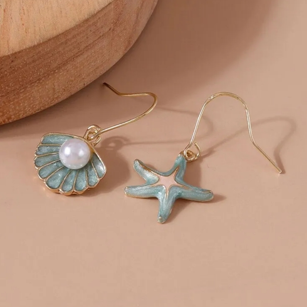 Beach Life Blue Enamel Earrings